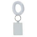 Rectangular Key Tag w/ Coil Wristband - White